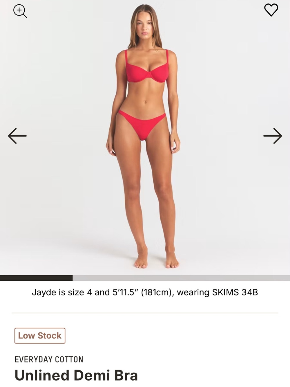 SKIMS Red Unlined Demi Bikini Top and Bottom Set